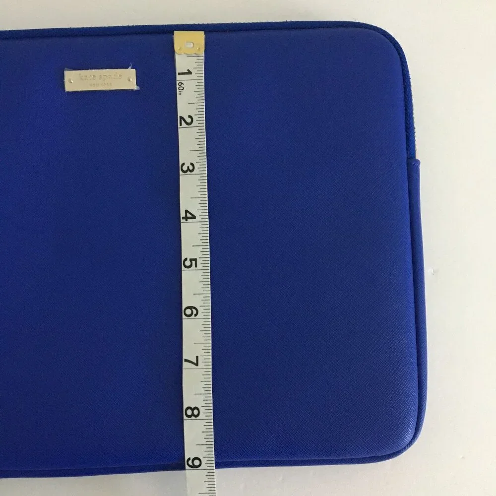 Kate Spade Saffiano Laptop Sleeve Blue Faux Leather Fits Up to 13.5 Laptop